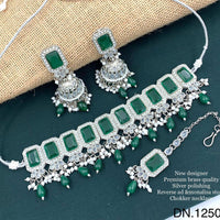 FS Collection Silver Plated Reverse AD & Monalisa Stone Choker Necklace Set