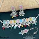 FS Collection Silver Plated Reverse AD & Monalisa Stone Choker Necklace Set