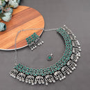 FS Collection Oxidised Plated Elephant Necklace Set
