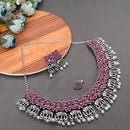 FS Collection Oxidised Plated Elephant Necklace Set