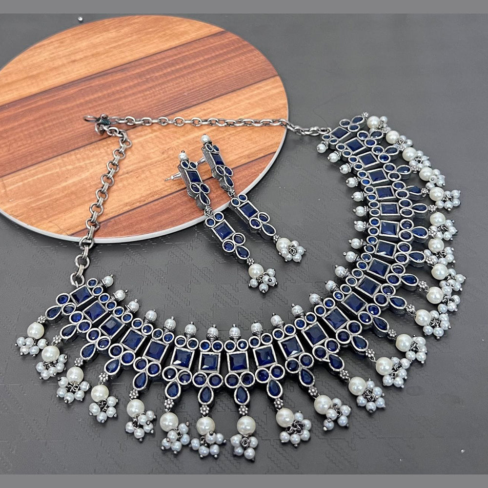 FS Collection Oxidised Plated Necklace Set