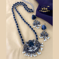 FS Collection Oxidised Plated Long Necklace Set