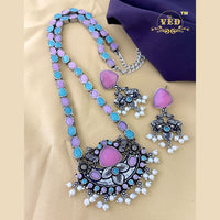 FS Collection Oxidised Plated Long Necklace Set