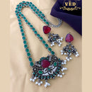 FS Collection Oxidised Plated Long Necklace Set
