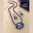 FS Collection Oxidised Plated Long Necklace Set