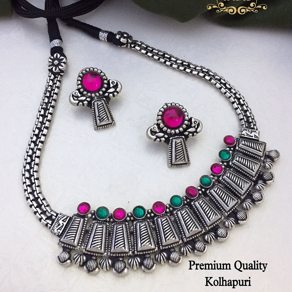 FS Collection Oxidised Plated Necklace Set