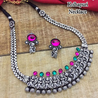 FS Collection Oxidised Plated Necklace Set