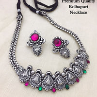 FS Collection Oxidised Plated Necklace Set