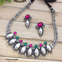 FS Collection Oxidised Plated Necklace Set