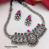 FS Collection Oxidised Plated Necklace Set