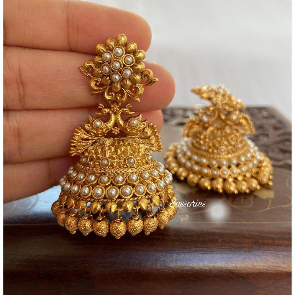 FS Collection Gold Plated Jhumki Earrings