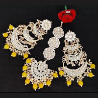 FS Collection Kundan Stone Dangler Earrings & Maangtikka Set