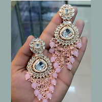 FS Collection Gold Plated Kundan Stone Dangler Earrings