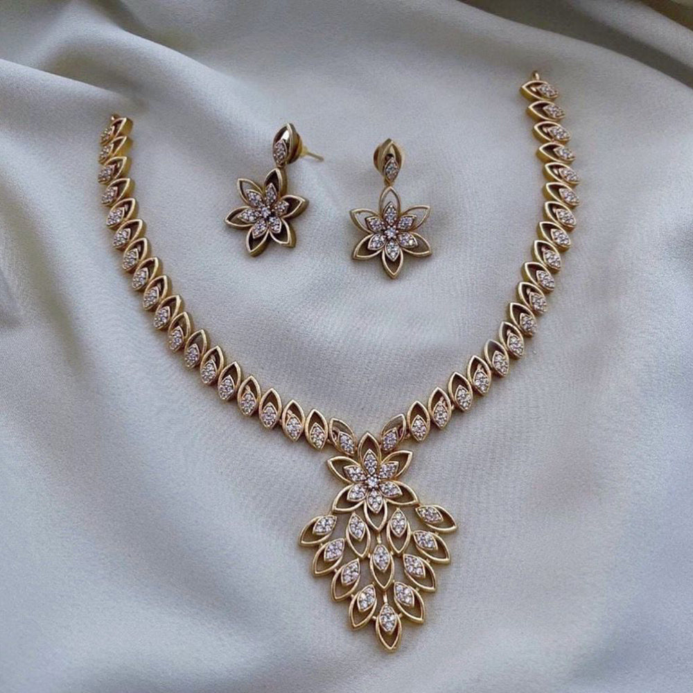 FS Collection Gold Plated AD Stone Necklace Set