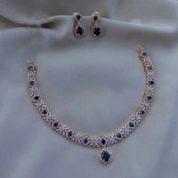 FS Collection Gold Plated AD Stone Necklace Set