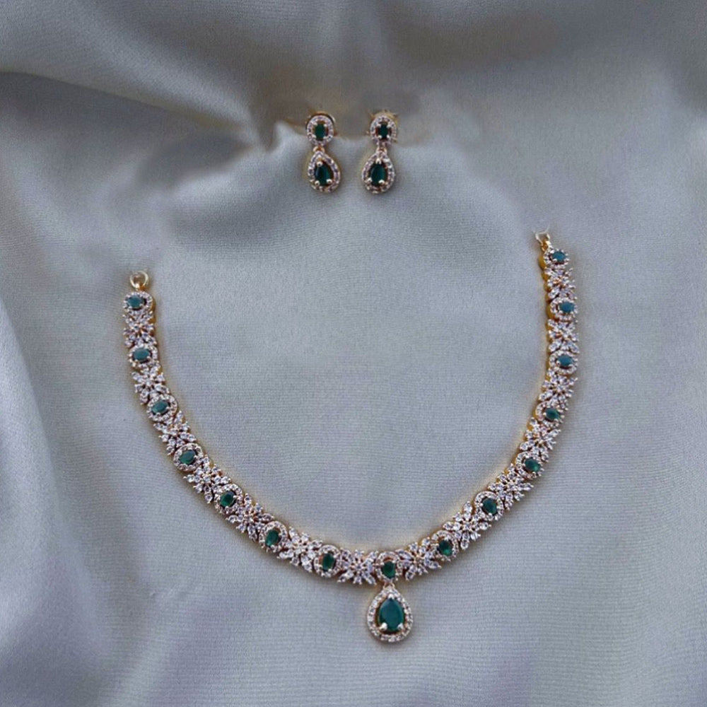 FS Collection Gold Plated AD Stone Necklace Set