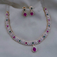 FS Collection Gold Plated AD Stone Necklace Set