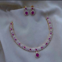 FS Collection Gold Plated AD Stone Necklace Set
