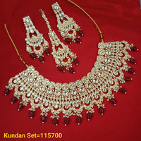 FS Collection Gold Plated Kundan Stone Necklace Set