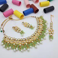 FS Collection Gold Plated Kundan Stone Necklace Set