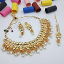FS Collection Gold Plated Kundan Stone Necklace Set