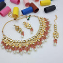 FS Collection Gold Plated Kundan Stone Necklace Set