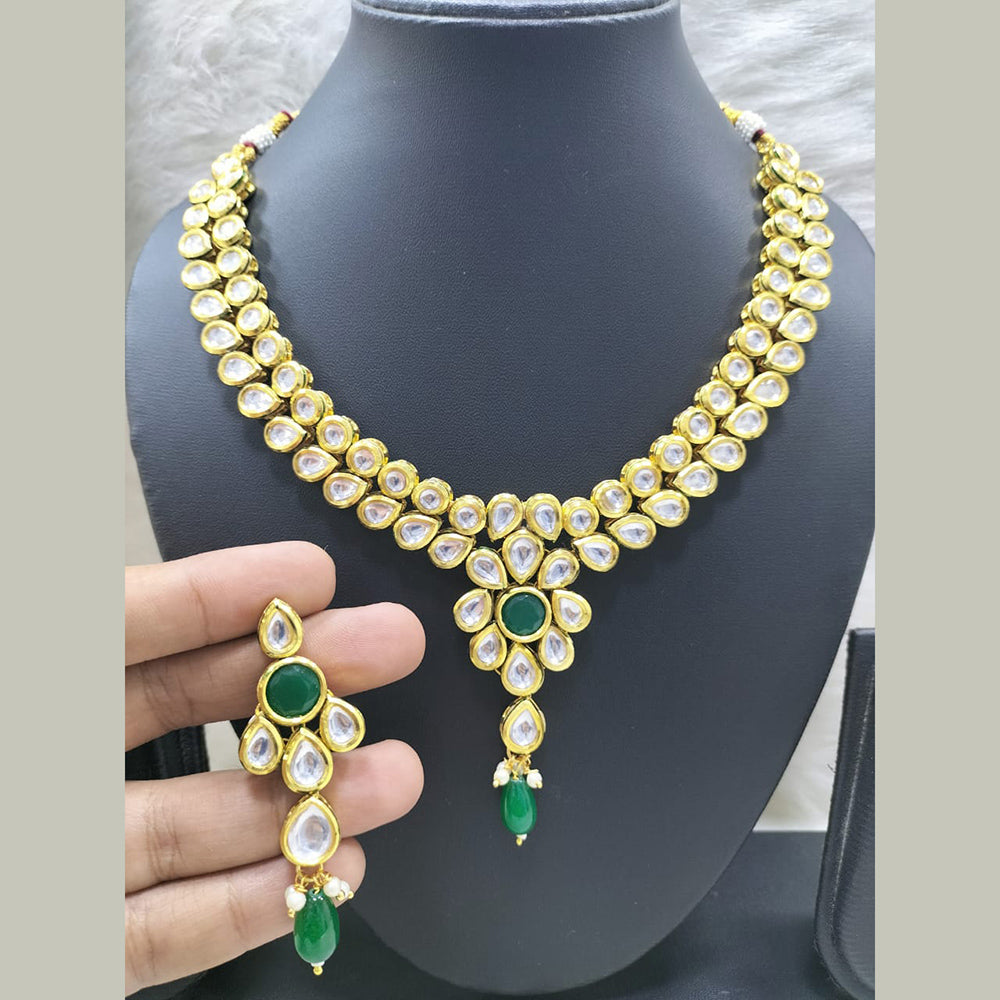 FS Collection Gold Plated Kundan Stone Necklace Set
