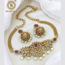 FS Collection Gold Plated AD Stone Choker Necklace Set