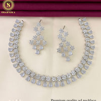 FS Collection Silver Plated AD Stone Necklace Set