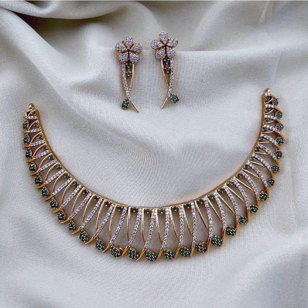 FS Collection Gold Plated AD Necklace Set