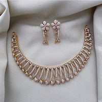 FS Collection Gold Plated AD Necklace Set