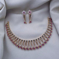 FS Collection Gold Plated AD Necklace Set