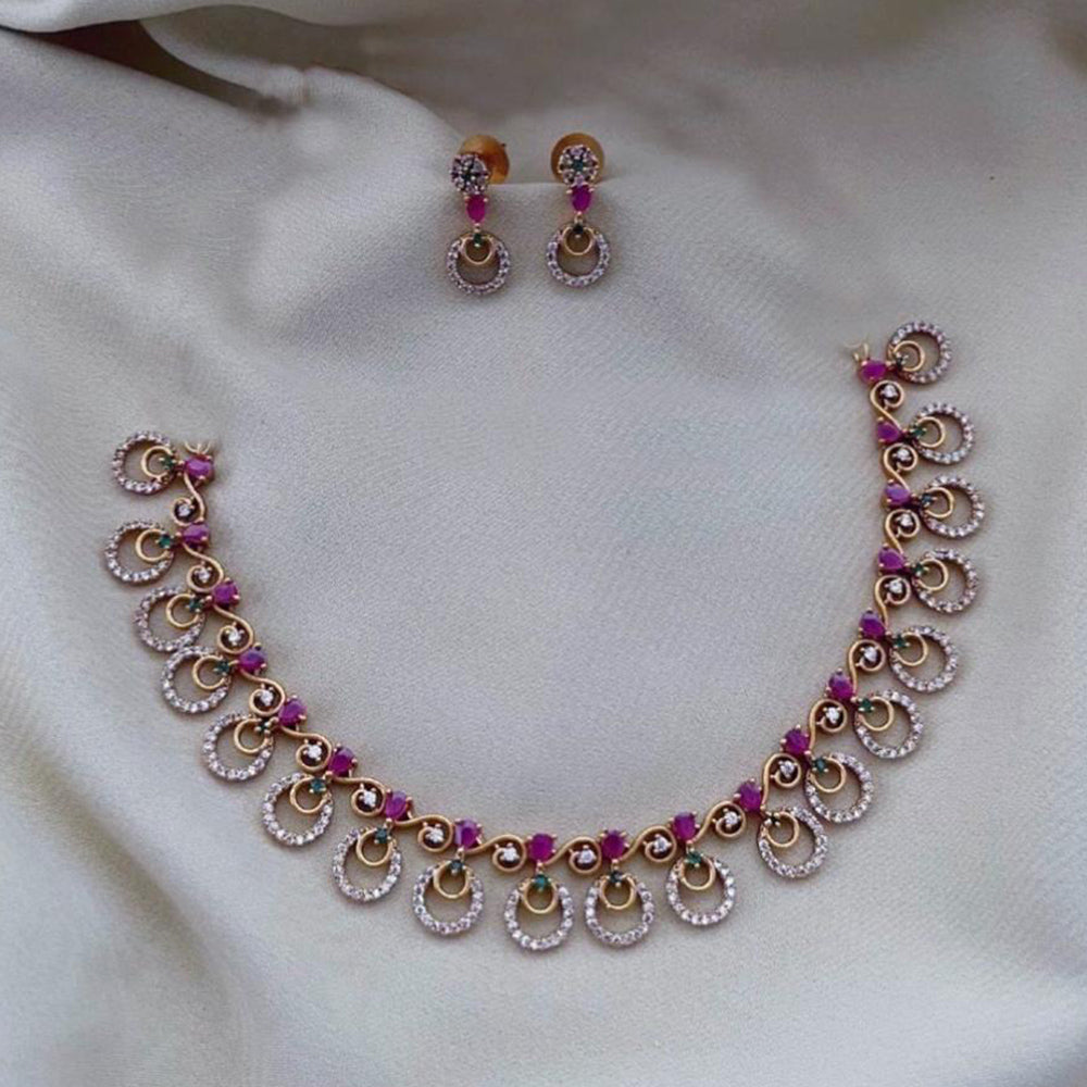 FS Collection Gold Plated AD Necklace Set