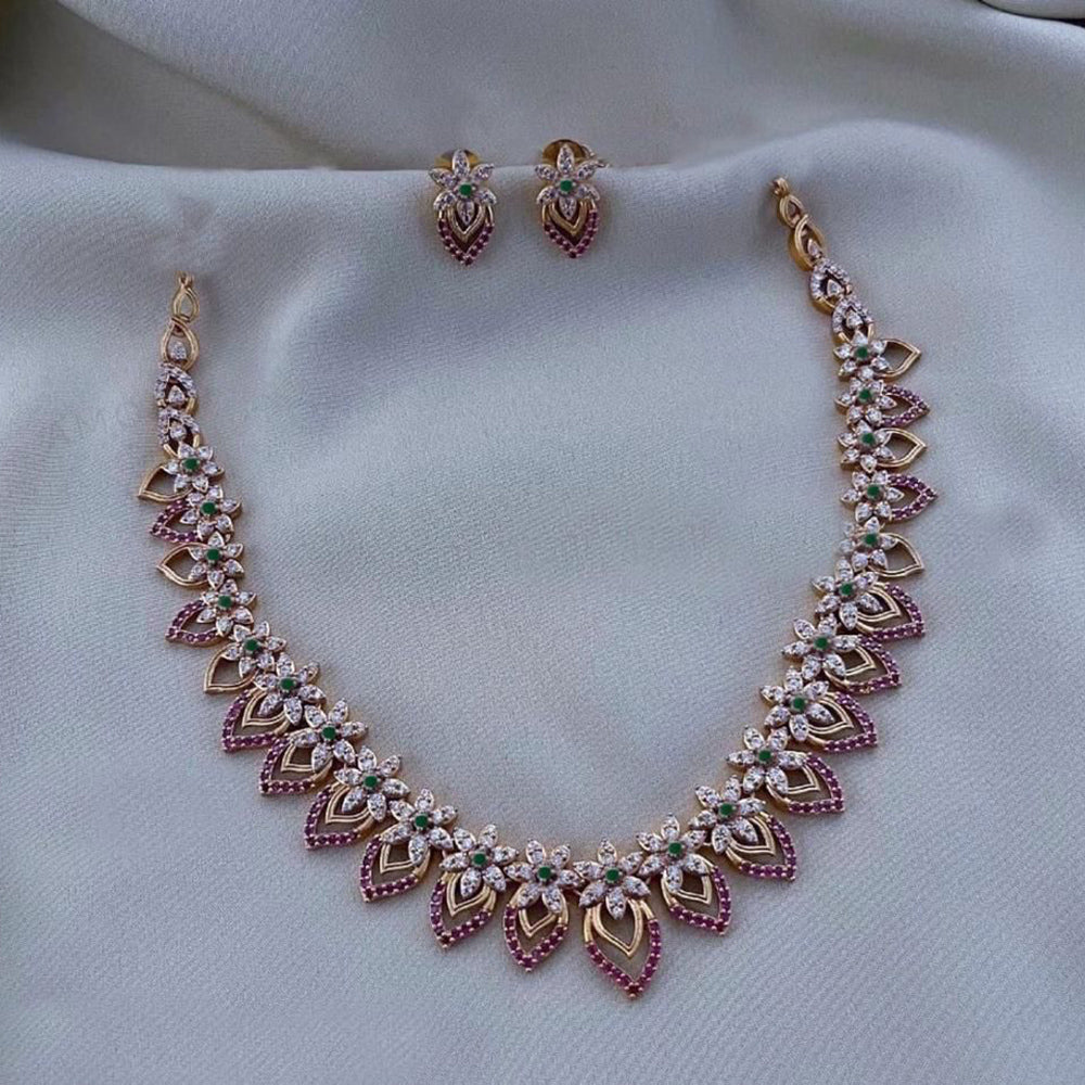 FS Collection Gold Plated AD Necklace Set