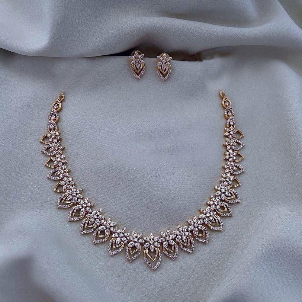 FS Collection Gold Plated AD Necklace Set