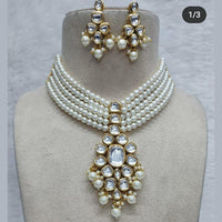 FS Collection Kundan & Pearls Necklace Set