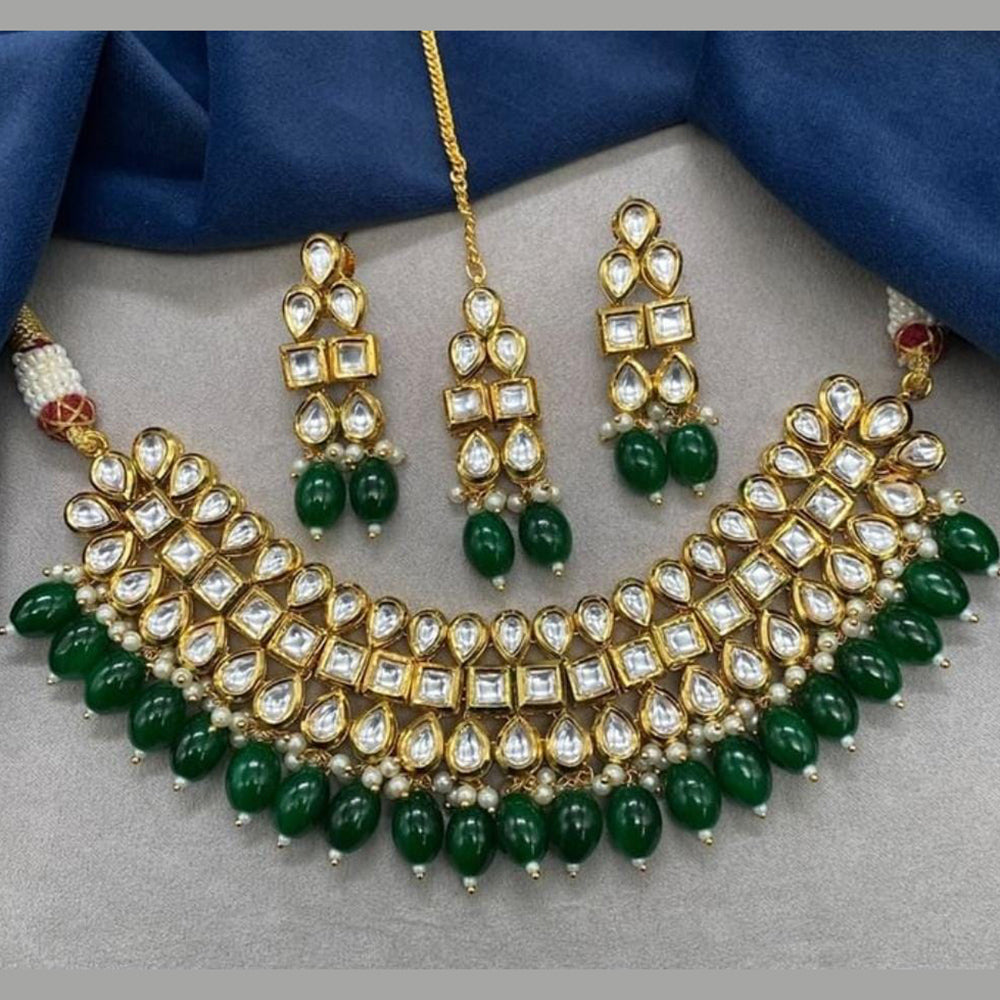 FS Collection Gold Plated Kundan Stone Necklace Set
