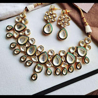 FS Collection Gold Plated Kundan Stone Necklace Set