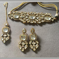 FS Collection Gold Plated Kundan Stone Necklace Set