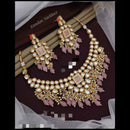 FS Collection Gold Plated Kundan Stone Necklace Set