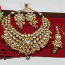 FS Collection Gold Plated Kundan Stone Necklace Set
