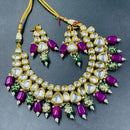 FS Collection Gold Plated Kundan Stone Necklace Set