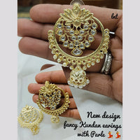FS Collection Gold Plated Kundan Earrings