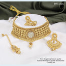 FS Collection Gold Plated Rajwadi Style Kundan Choker Necklace Set