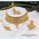 FS Collection Gold Plated Rajwadi Style Kundan Choker Necklace Set