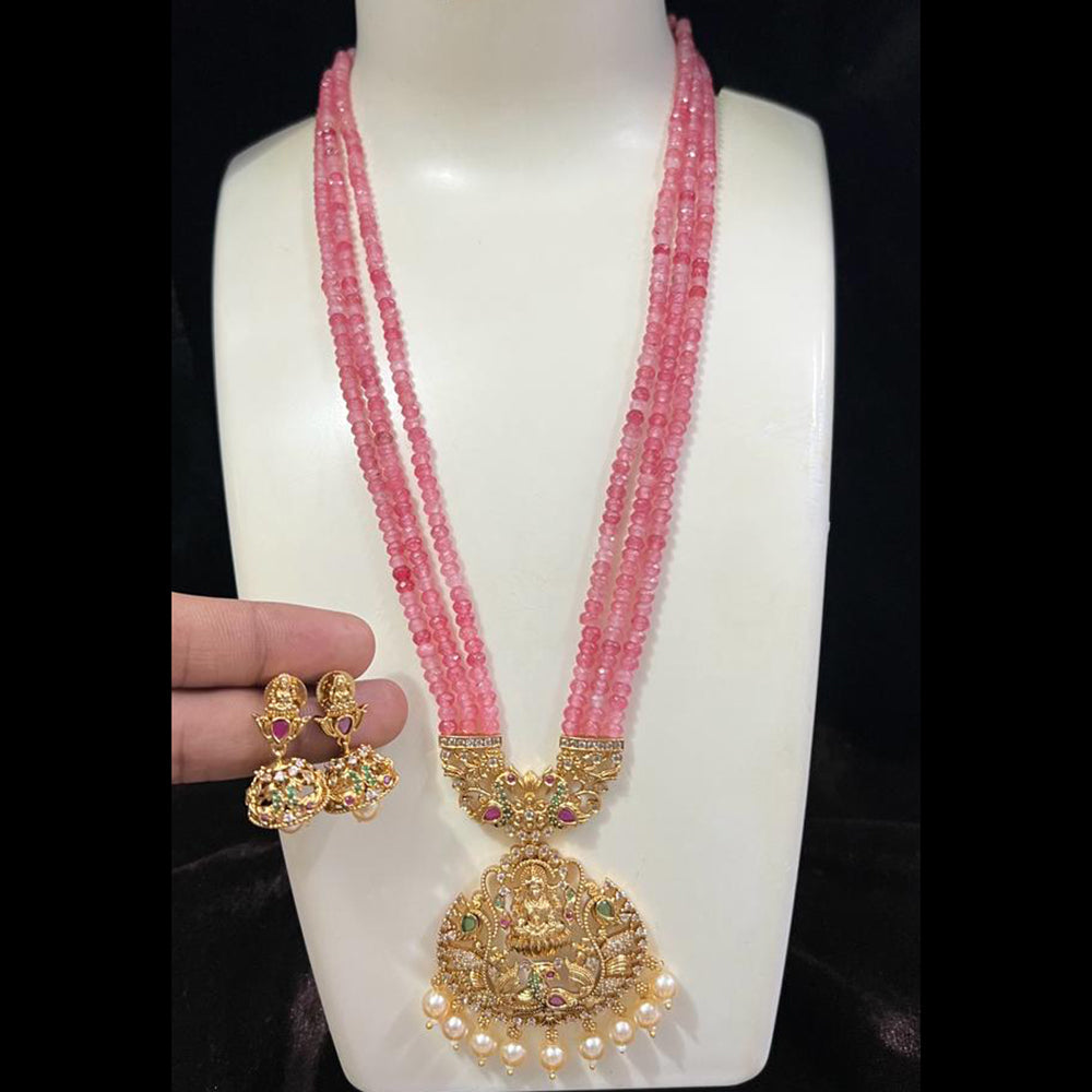 FS Collection Gold Plated AD Stone Long Necklace Set