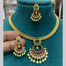 FS Collection Gold Plated AD and Pota Stone Necklace Set