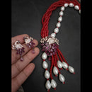 FS Collection Gold Plated Pearl Peacock Necklace Set