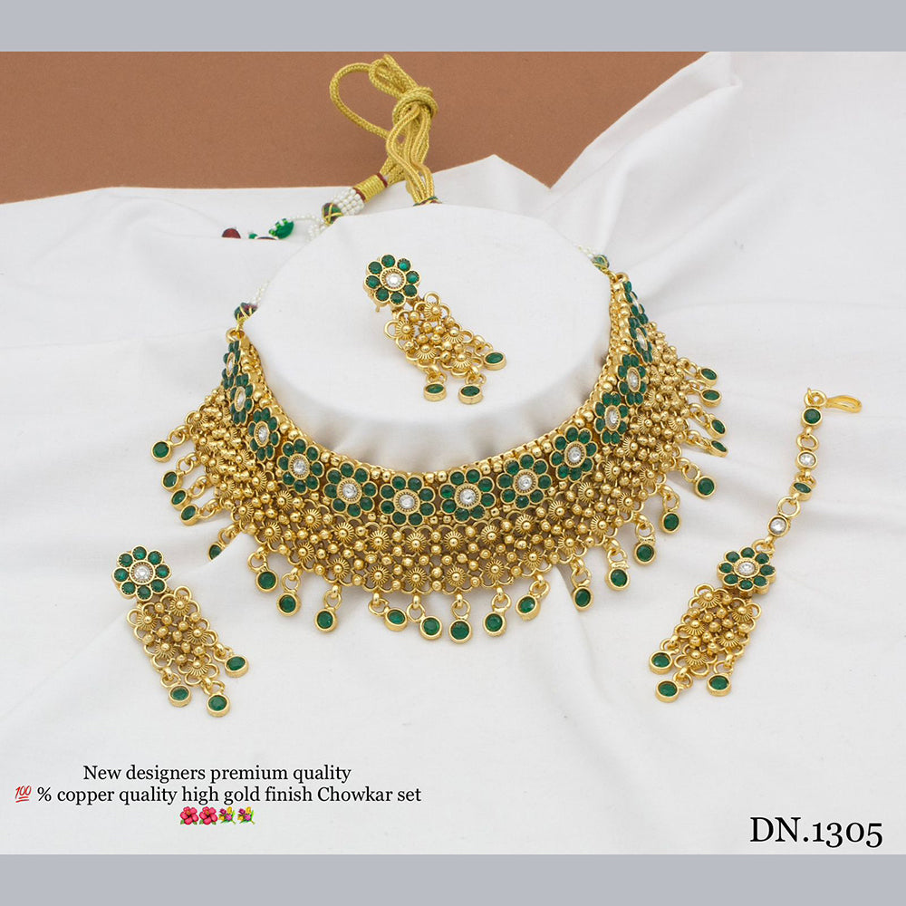 FS Collection Gold Plated Choker Necklace Set