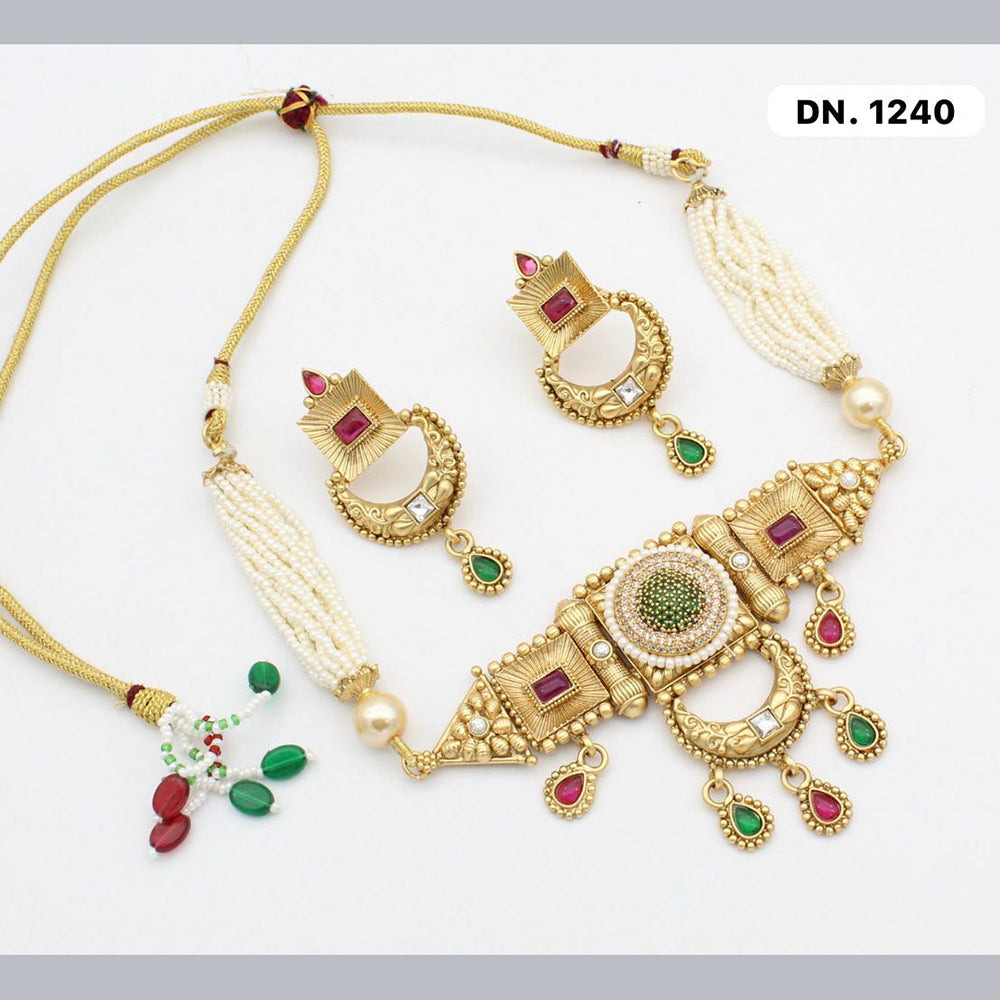 FS Collection Copper Gold Plated Choker Necklace Set